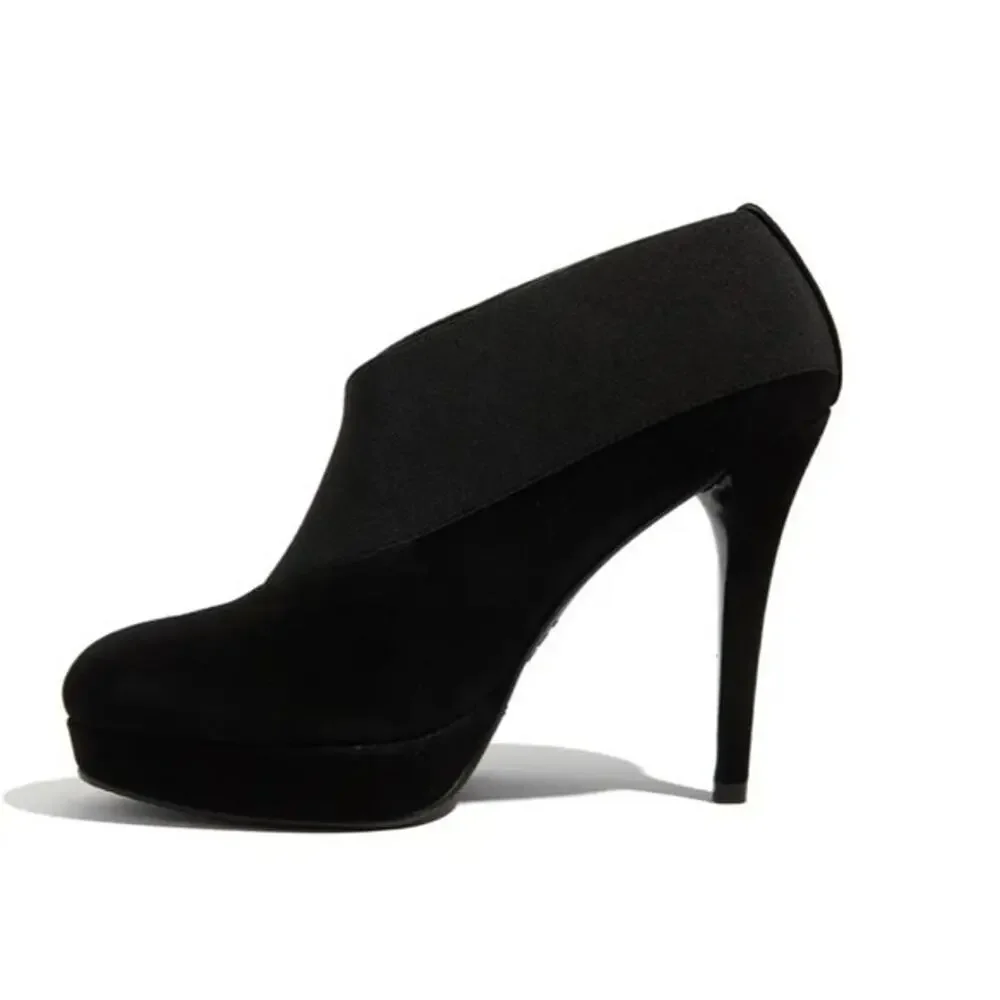 Stuart Weitzman Great Neck Suede Bootie Ankle Boot Slim Heel Round Platform 11